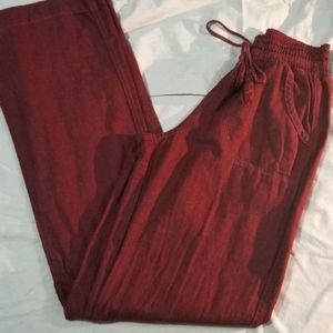 Burgundy Linen pants XS